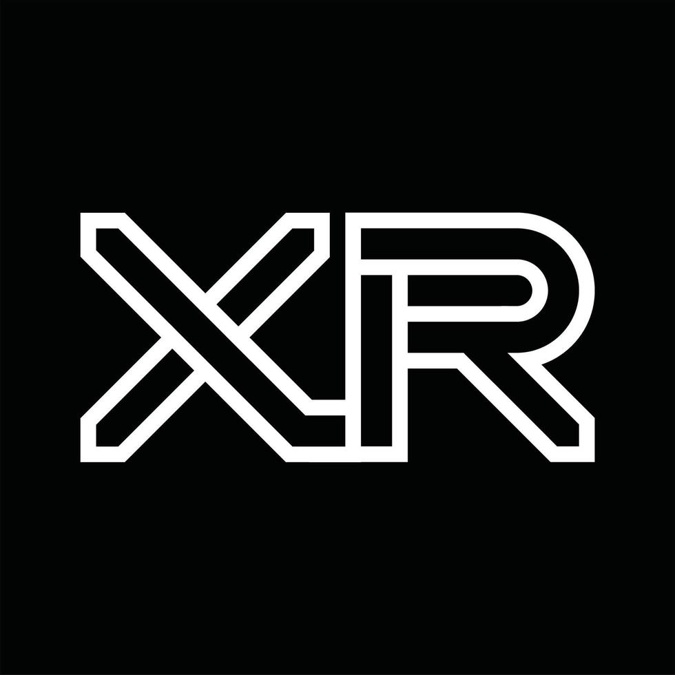 monograma do logotipo xr com espaço negativo de estilo de linha vetor