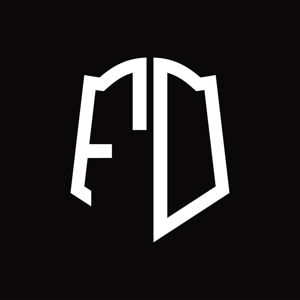 monograma de logotipo fd com modelo de design de fita em forma de escudo vetor