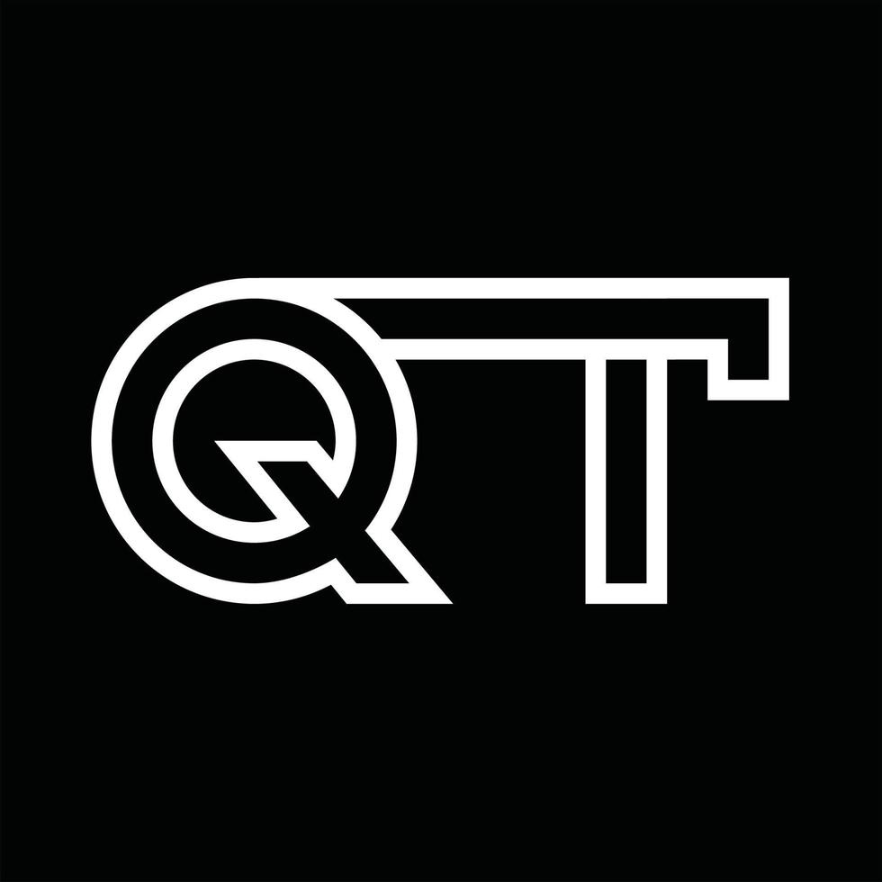 monograma do logotipo qt com espaço negativo de estilo de linha vetor
