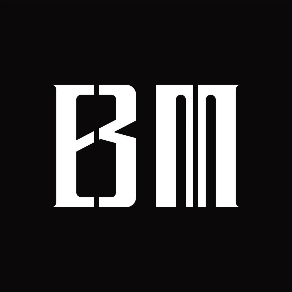 monograma de logotipo bm com modelo de design de fatia média vetor