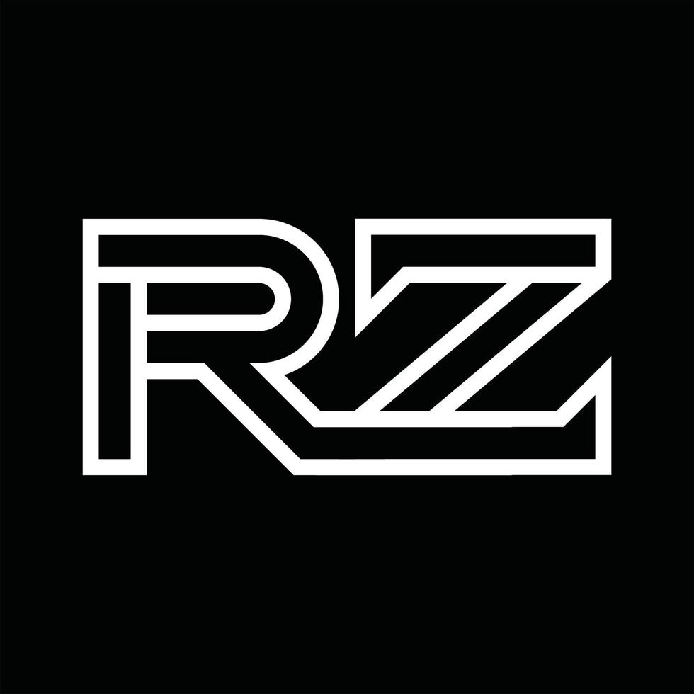 monograma do logotipo rz com espaço negativo de estilo de linha vetor