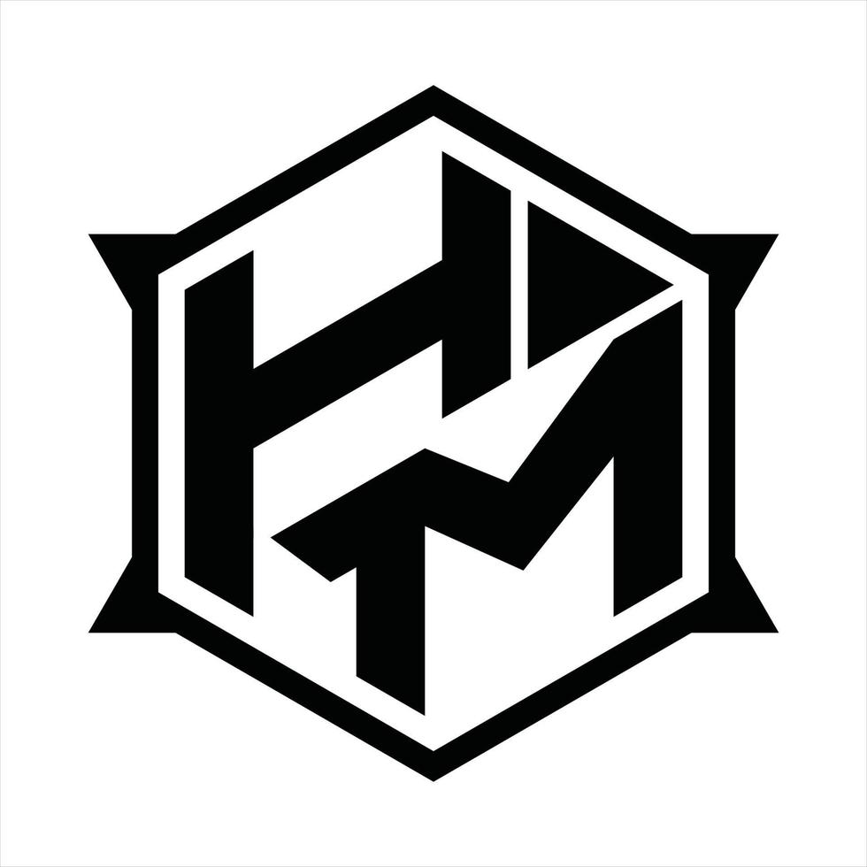 modelo de design de monograma de logotipo hm vetor