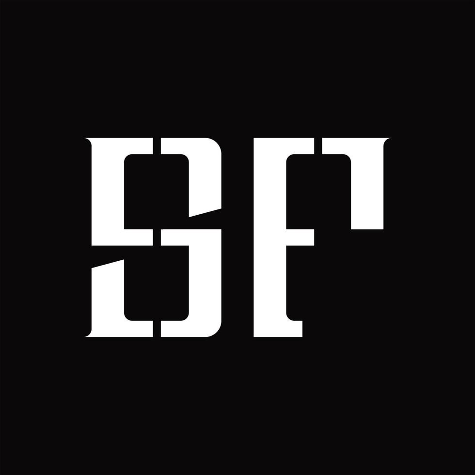 monograma de logotipo sf com modelo de design de fatia média vetor