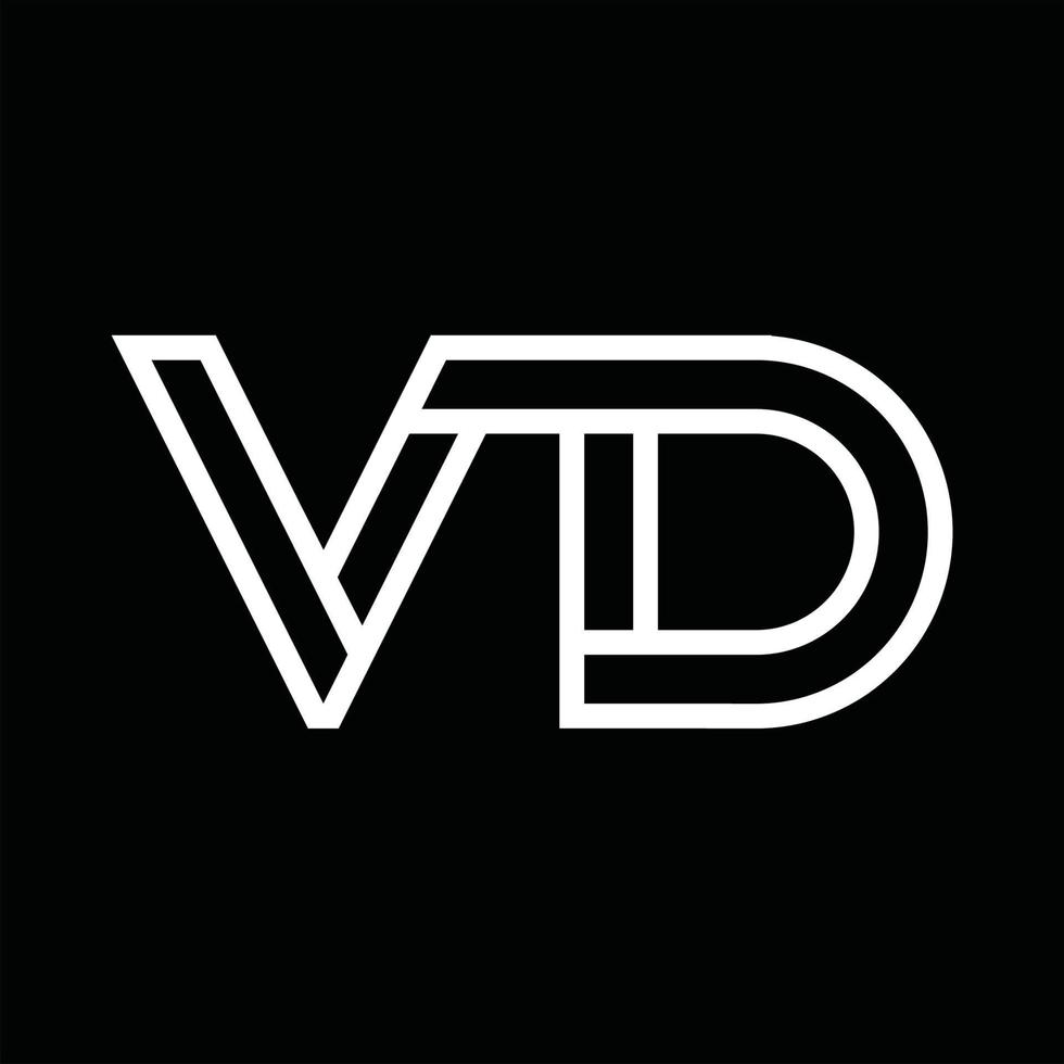 monograma de logotipo vd com espaço negativo de estilo de linha vetor