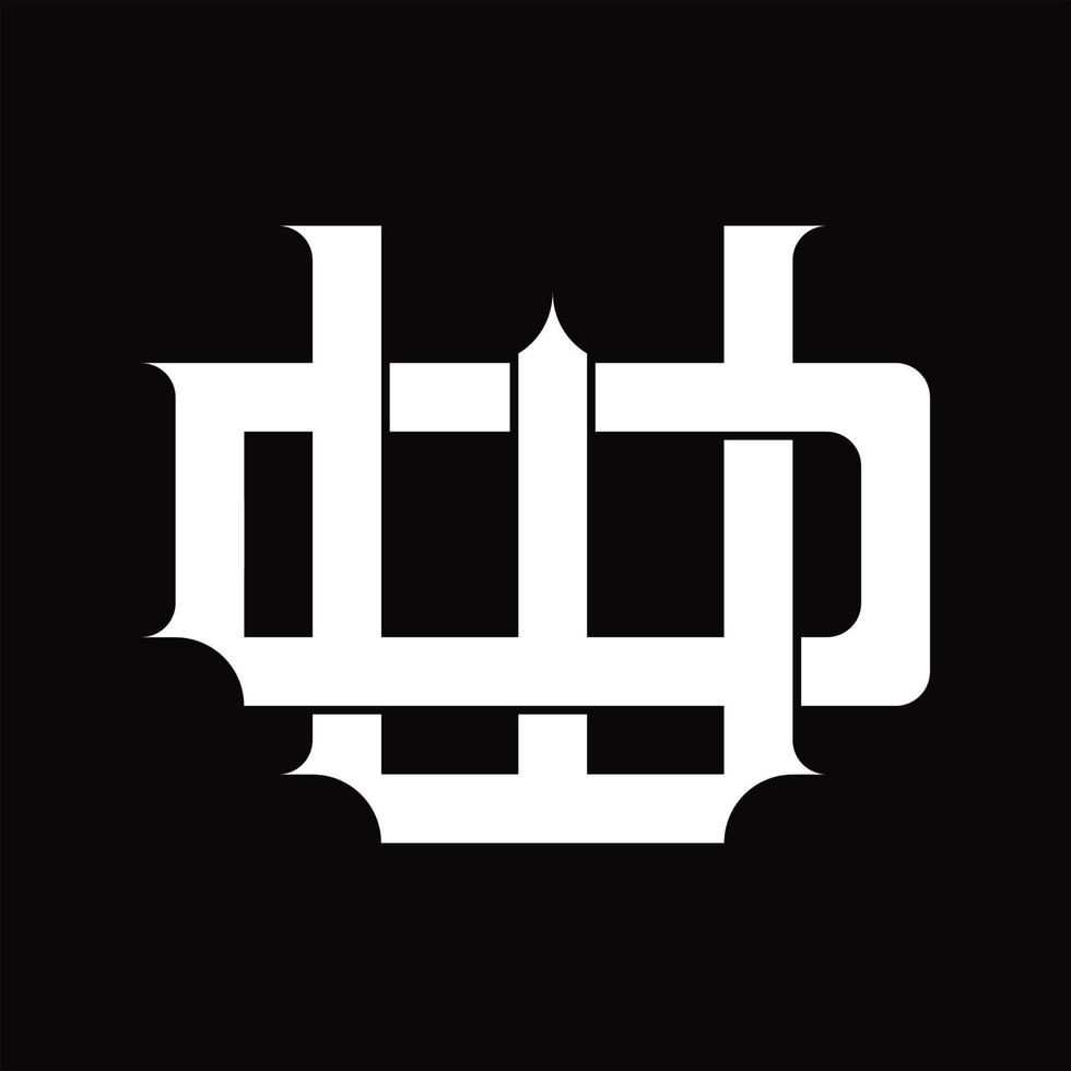monograma do logotipo dw com modelo de design de estilo vinculado sobreposto vintage vetor