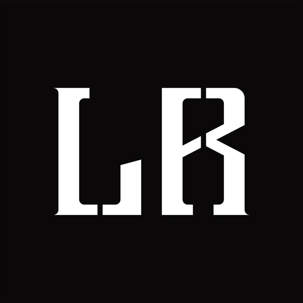 lr logotipo monograma com modelo de design de fatia média vetor