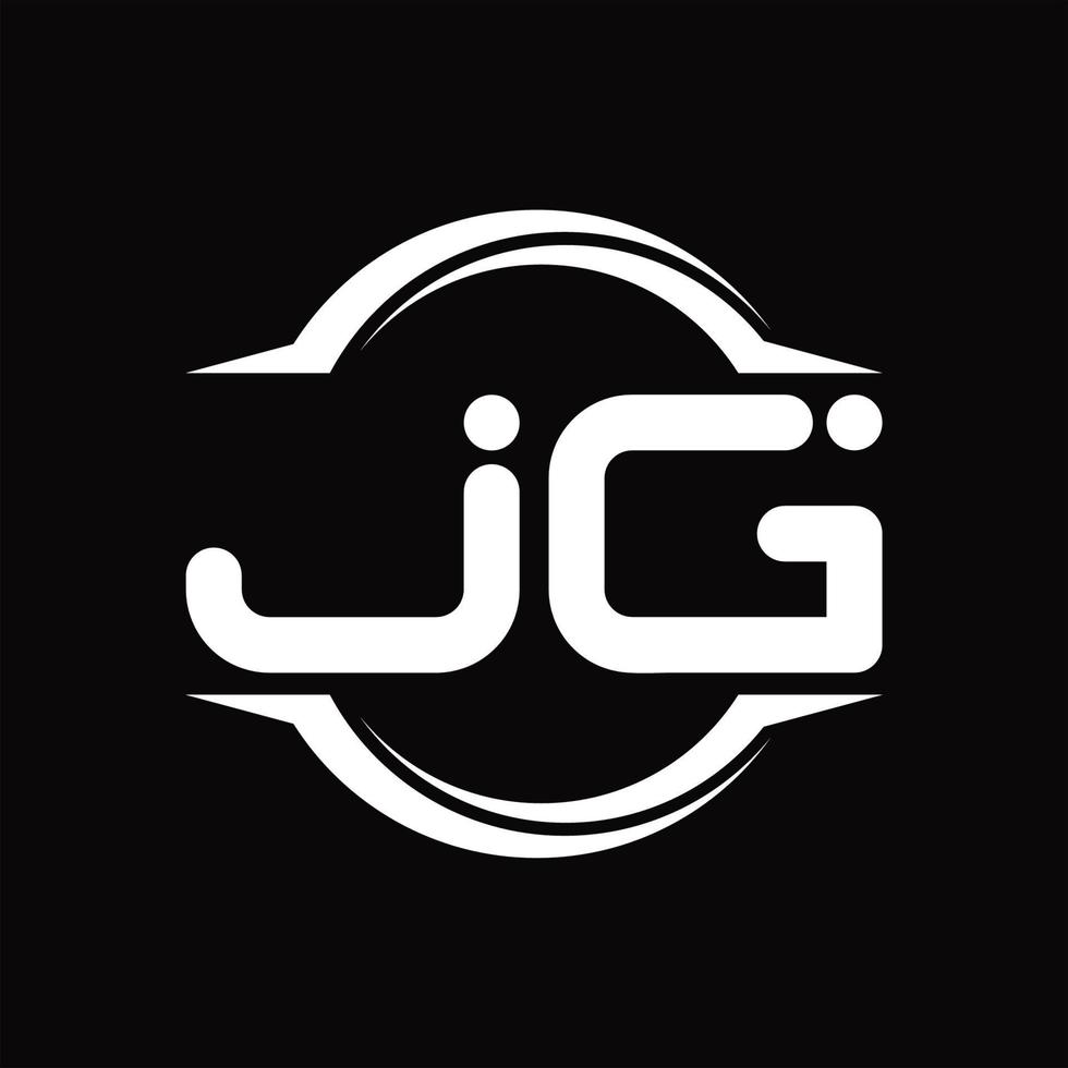 monograma de logotipo jg com modelo de design de forma de fatia arredondada de círculo vetor
