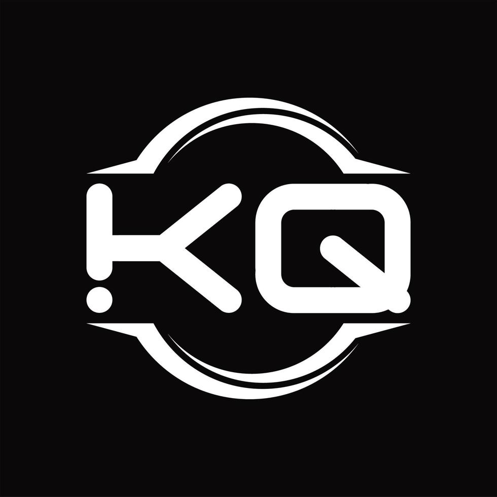 monograma de logotipo kq com modelo de design de forma de fatia arredondada de círculo vetor