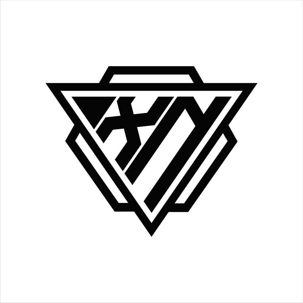 monograma de logotipo xn com modelo de triângulo e hexágono vetor
