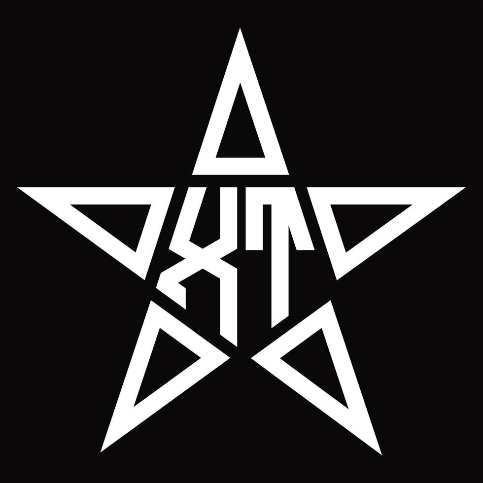 monograma de logotipo xt com modelo de design em forma de estrela vetor