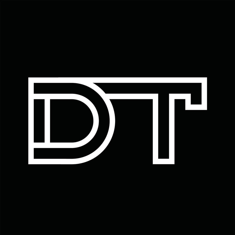dt logotipo monograma com espaço negativo de estilo de linha vetor