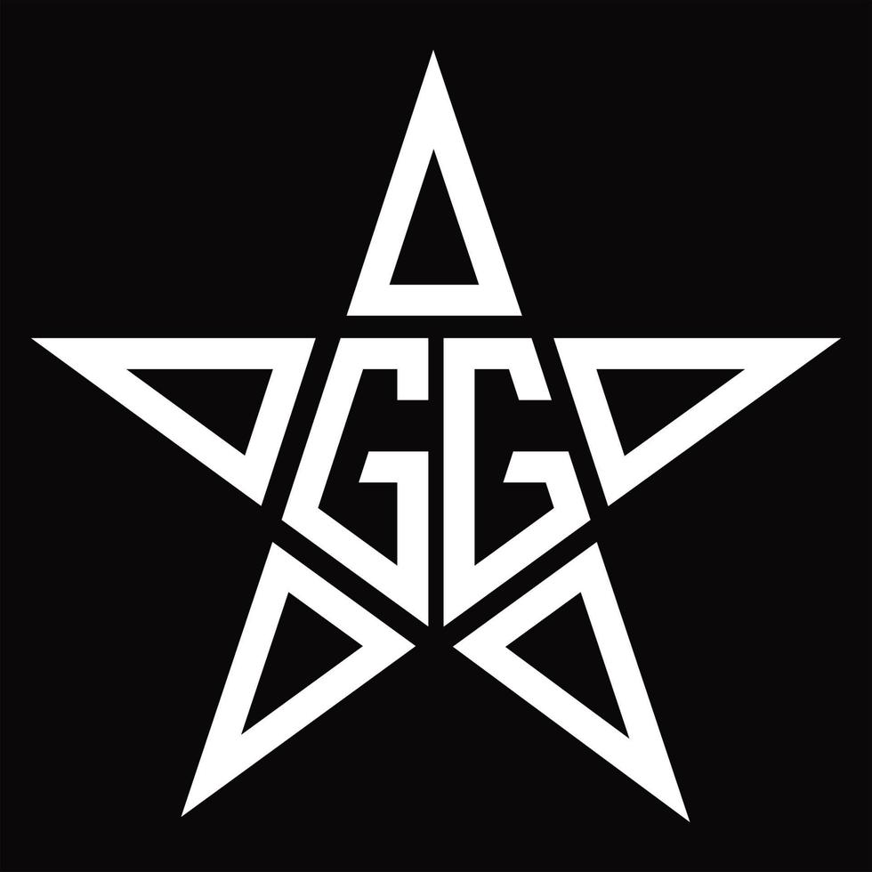 monograma de logotipo gg com modelo de design em forma de estrela vetor