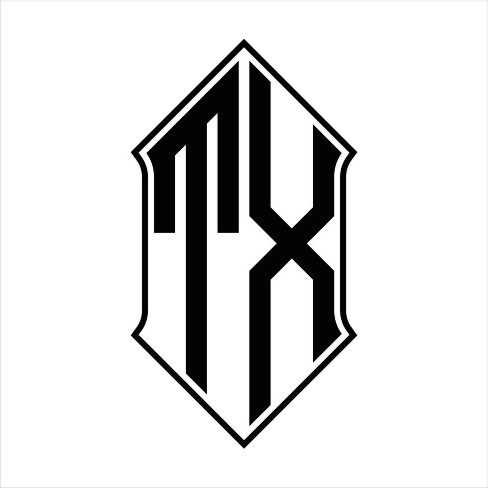 monograma de logotipo com formato de escudo e modelo de design de contorno resumo de ícone de vetor