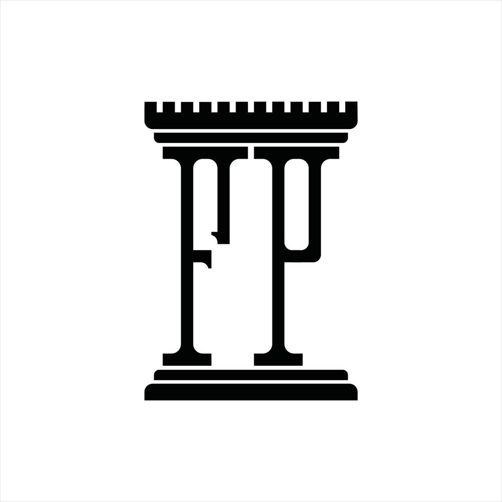 monograma de logotipo fp com modelo de design de forma de pilar vetor