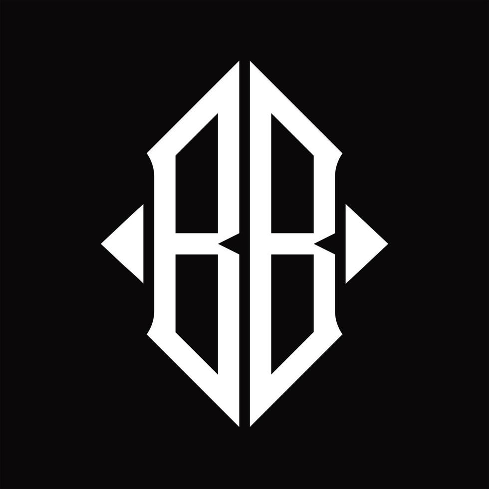 monograma de logotipo bb com modelo de design isolado de forma de escudo vetor