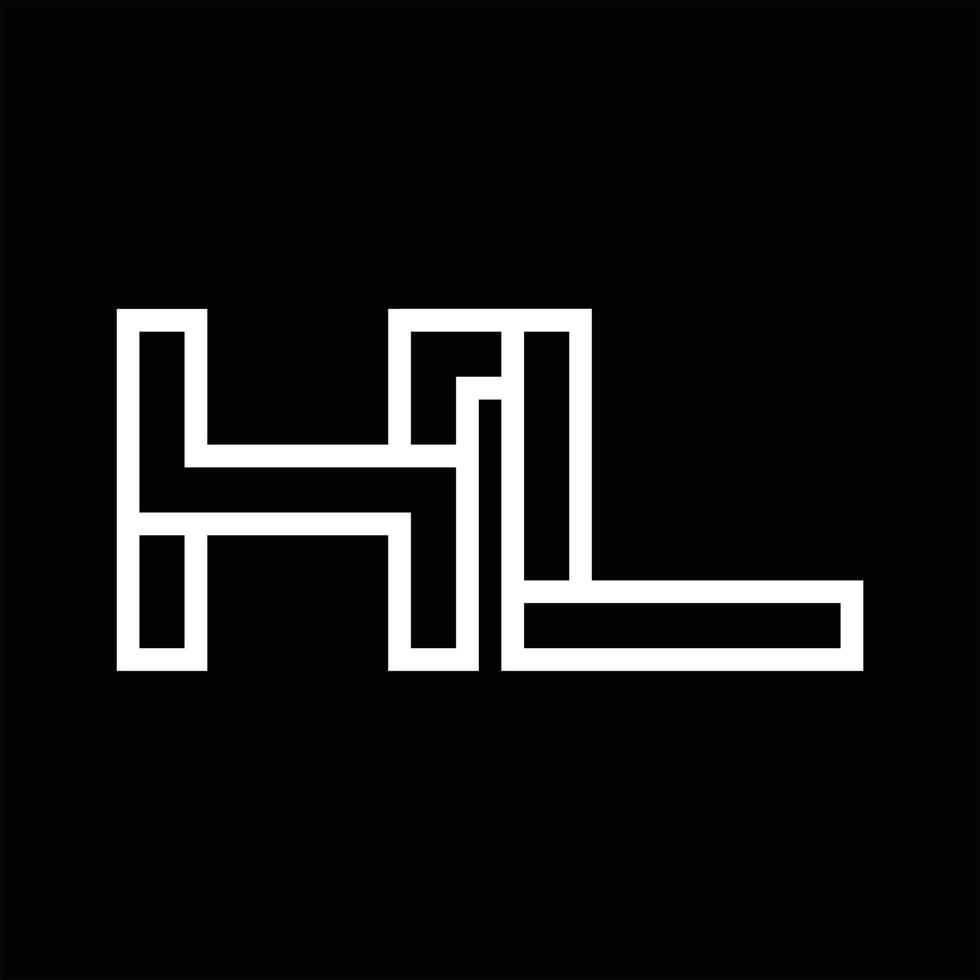 monograma do logotipo hl com espaço negativo de estilo de linha vetor