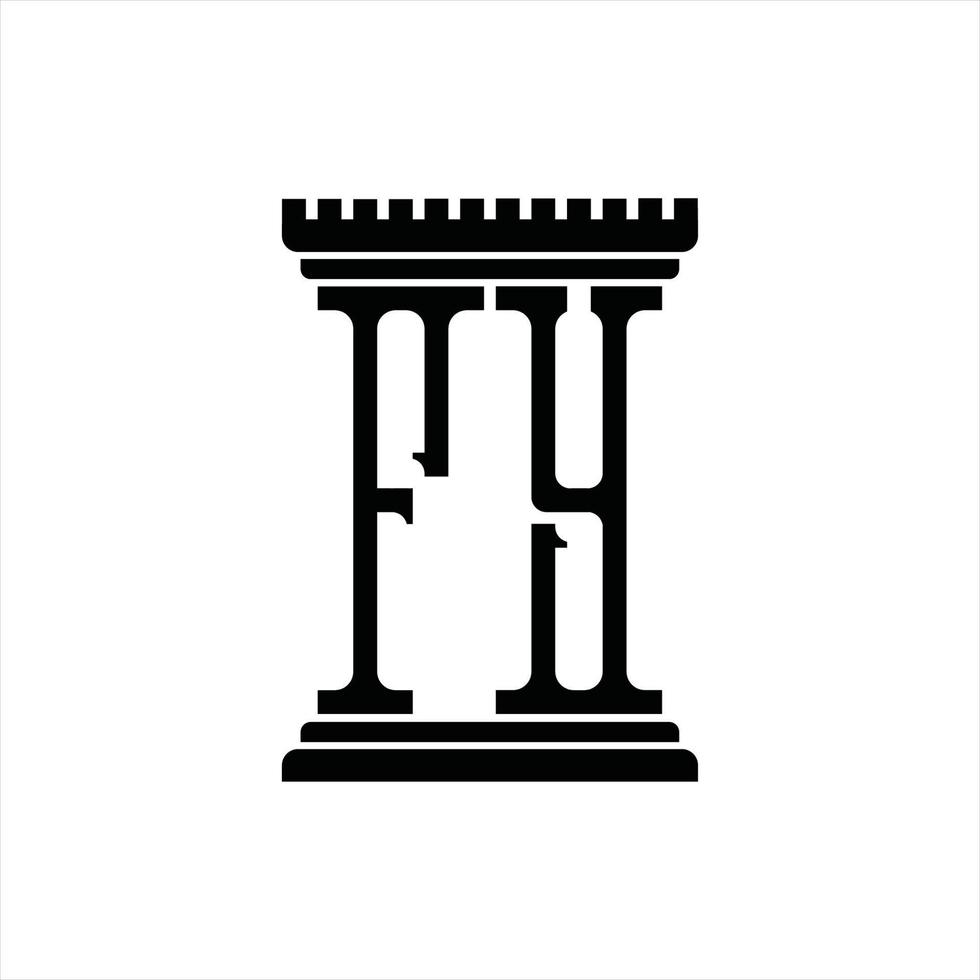 monograma de logotipo fy com modelo de design de forma de pilar vetor