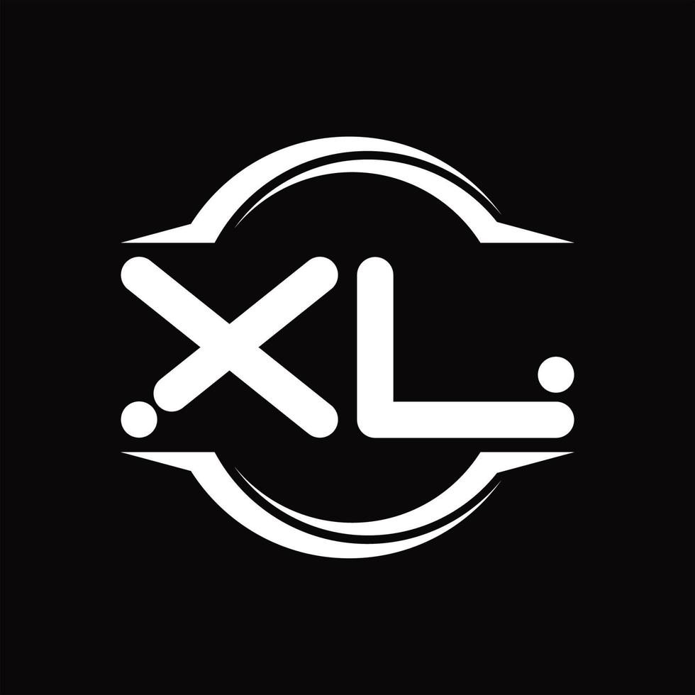 monograma de logotipo xl com modelo de design de forma de fatia arredondada de círculo vetor