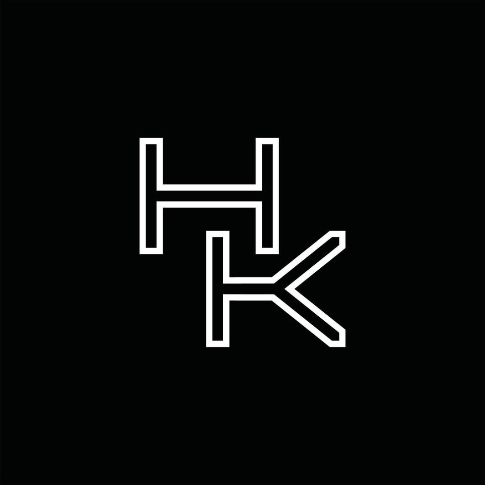 monograma de logotipo hk com modelo de design de estilo de linha vetor