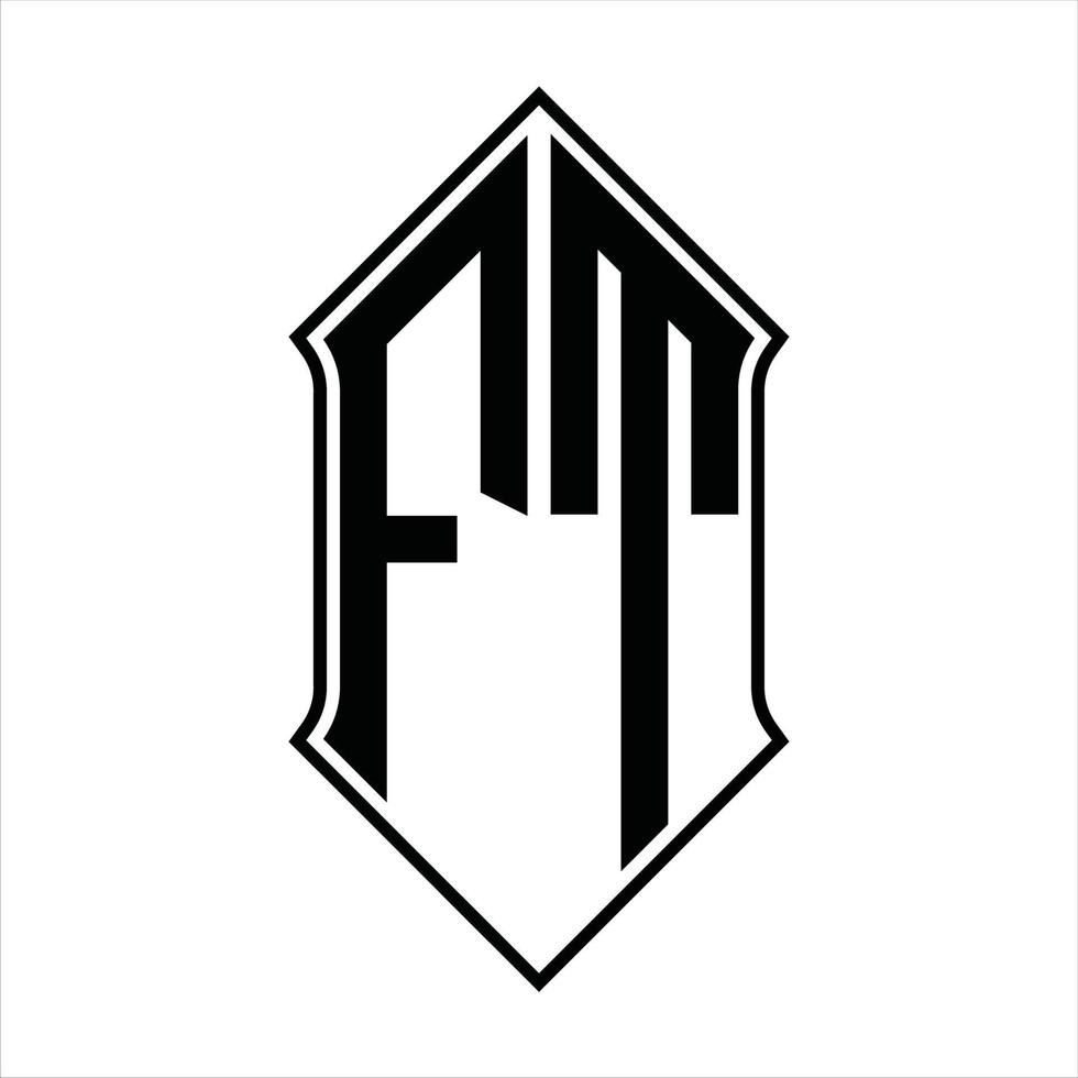 monograma de logotipo ft com forma de escudo e resumo de ícone de modelo de design de contorno vetor