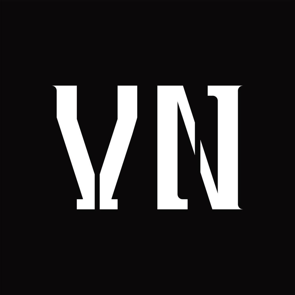 monograma de logotipo vn com modelo de design de fatia média vetor