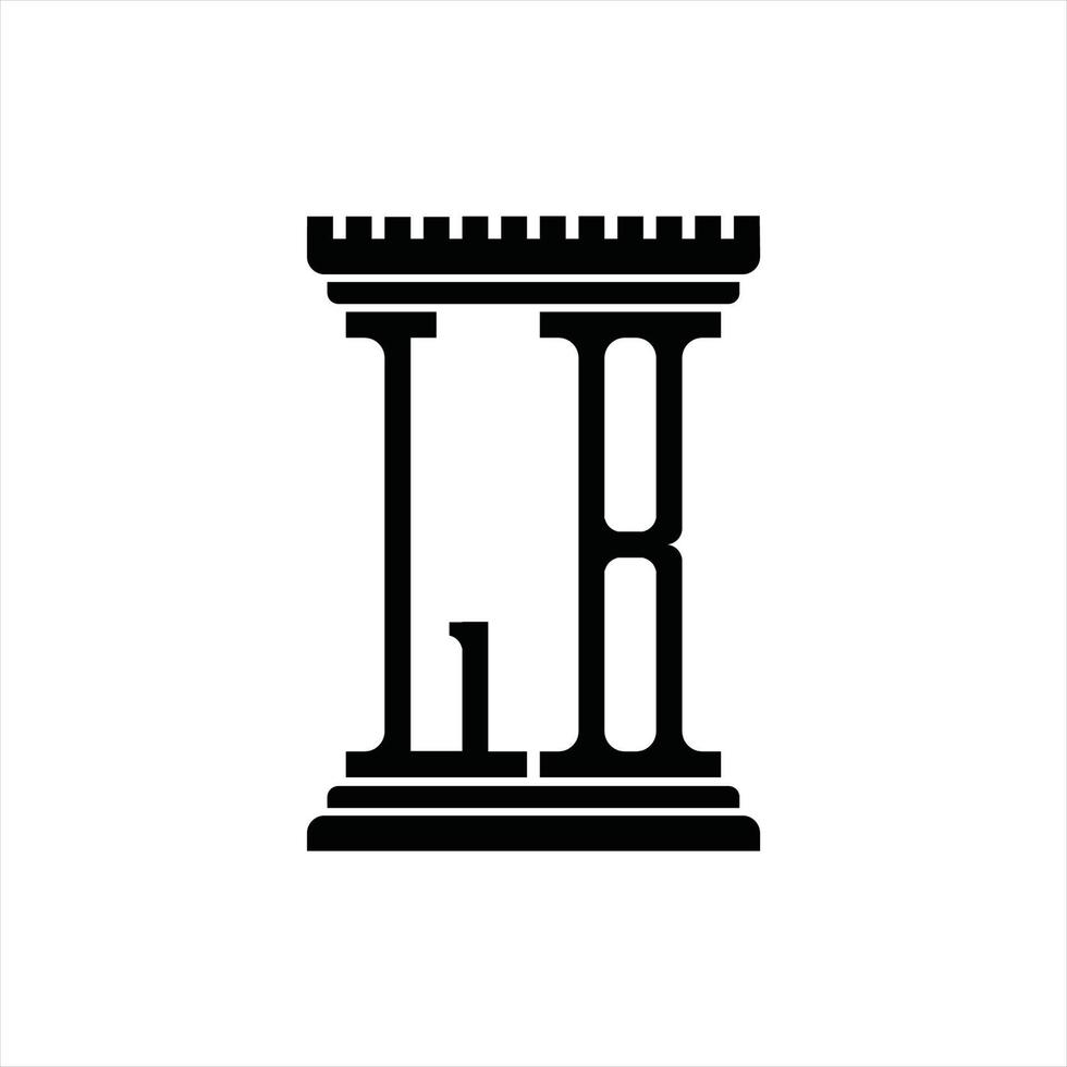 monograma de logotipo lb com modelo de design de forma de pilar vetor