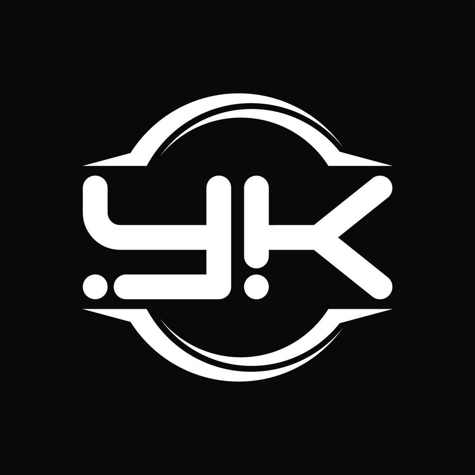 monograma de logotipo yk com modelo de design de forma de fatia arredondada de círculo vetor