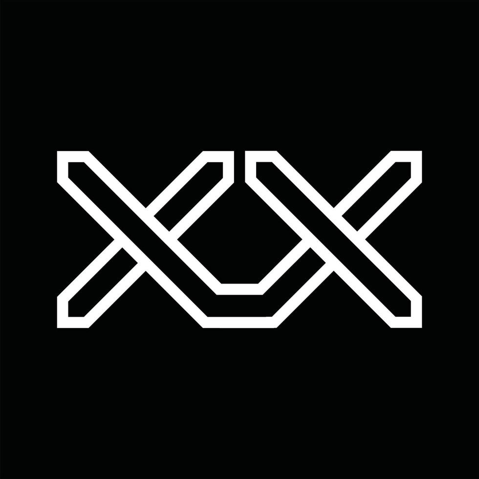 monograma do logotipo xx com espaço negativo de estilo de linha vetor