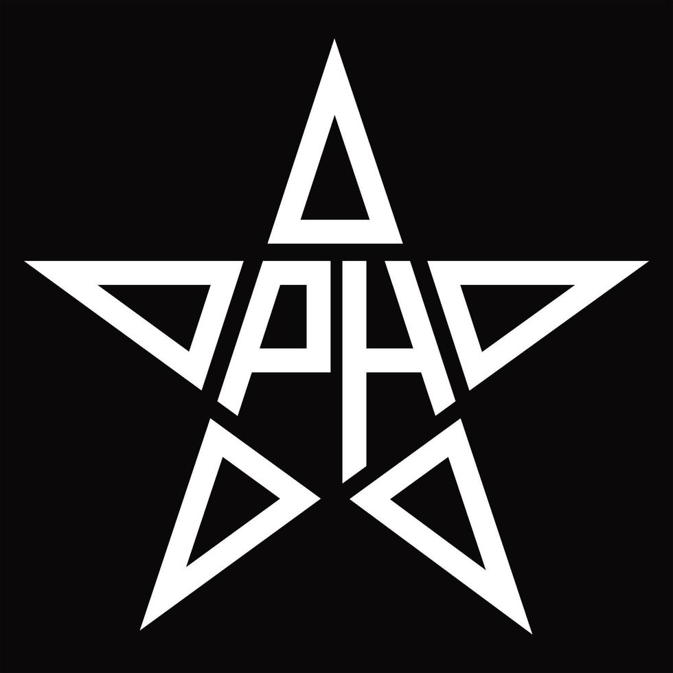 monograma do logotipo ph com modelo de design em forma de estrela vetor