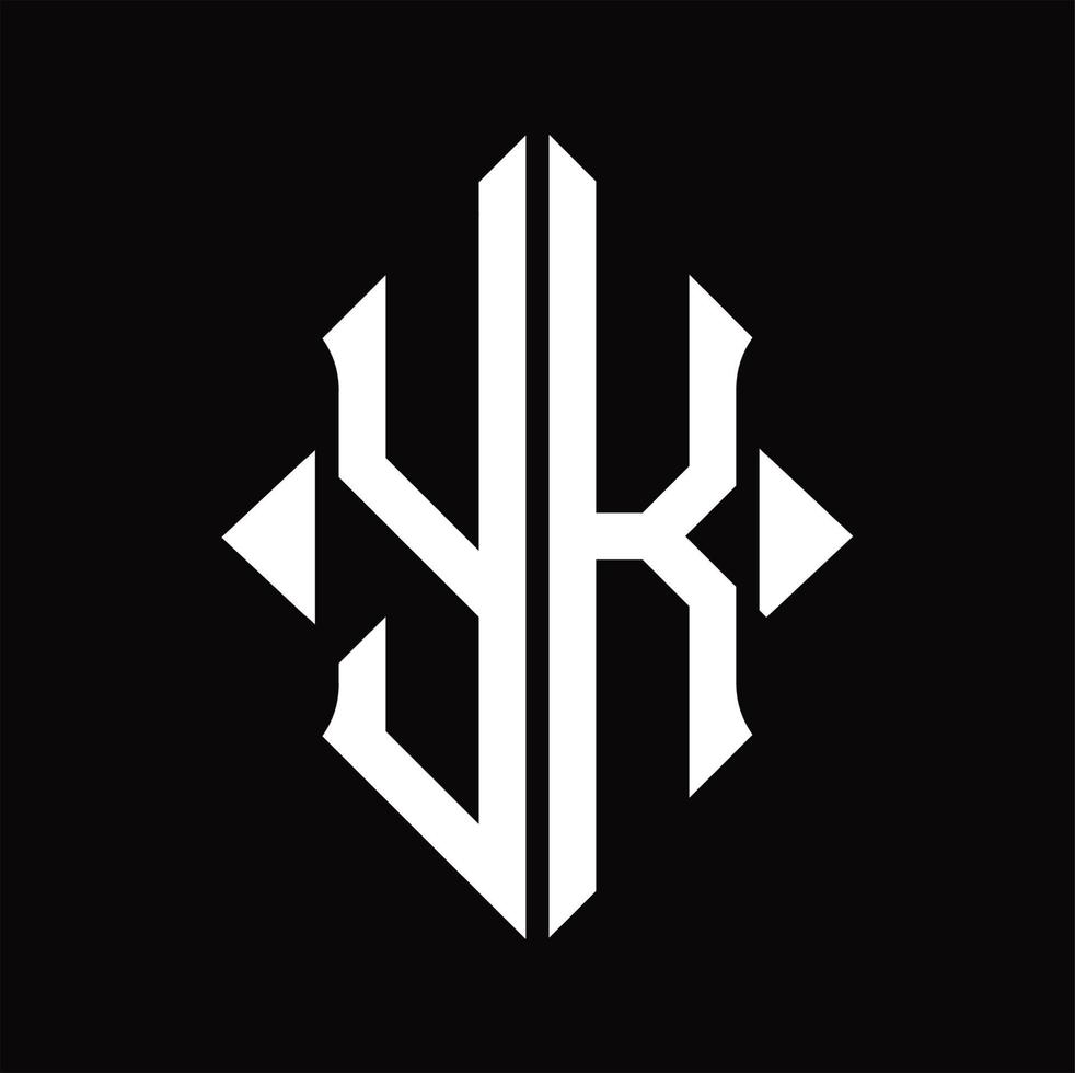 monograma de logotipo yk com modelo de design isolado de forma de escudo vetor