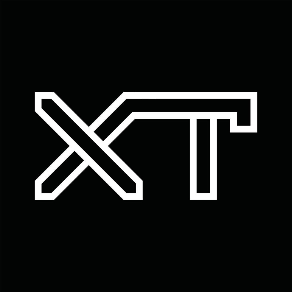 monograma de logotipo xt com espaço negativo de estilo de linha vetor