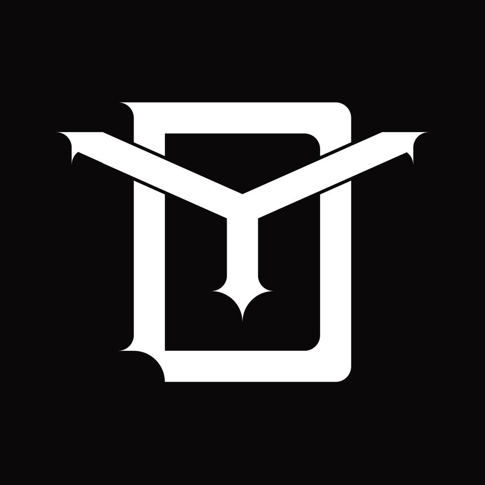 monograma de logotipo yd com modelo de design de estilo vinculado sobreposto vintage vetor