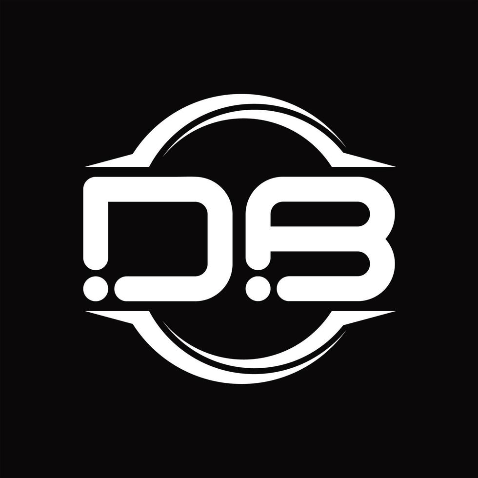 monograma de logotipo db com modelo de design de forma de fatia arredondada de círculo vetor