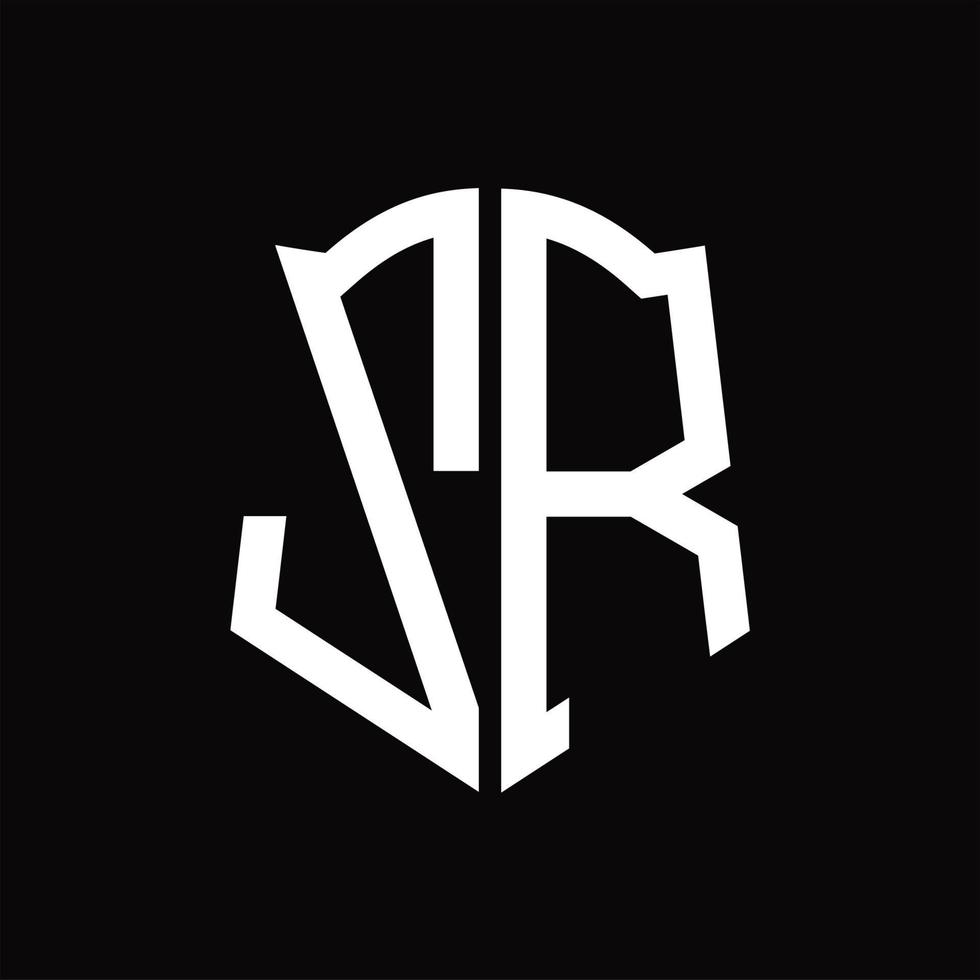 monograma do logotipo zr com modelo de design de fita em forma de escudo vetor