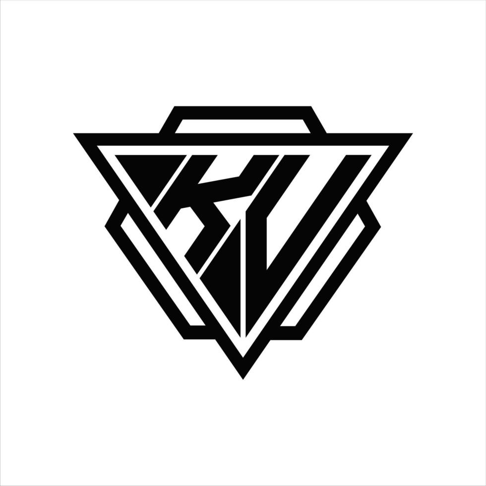monograma do logotipo kv com modelo de triângulo e hexágono vetor