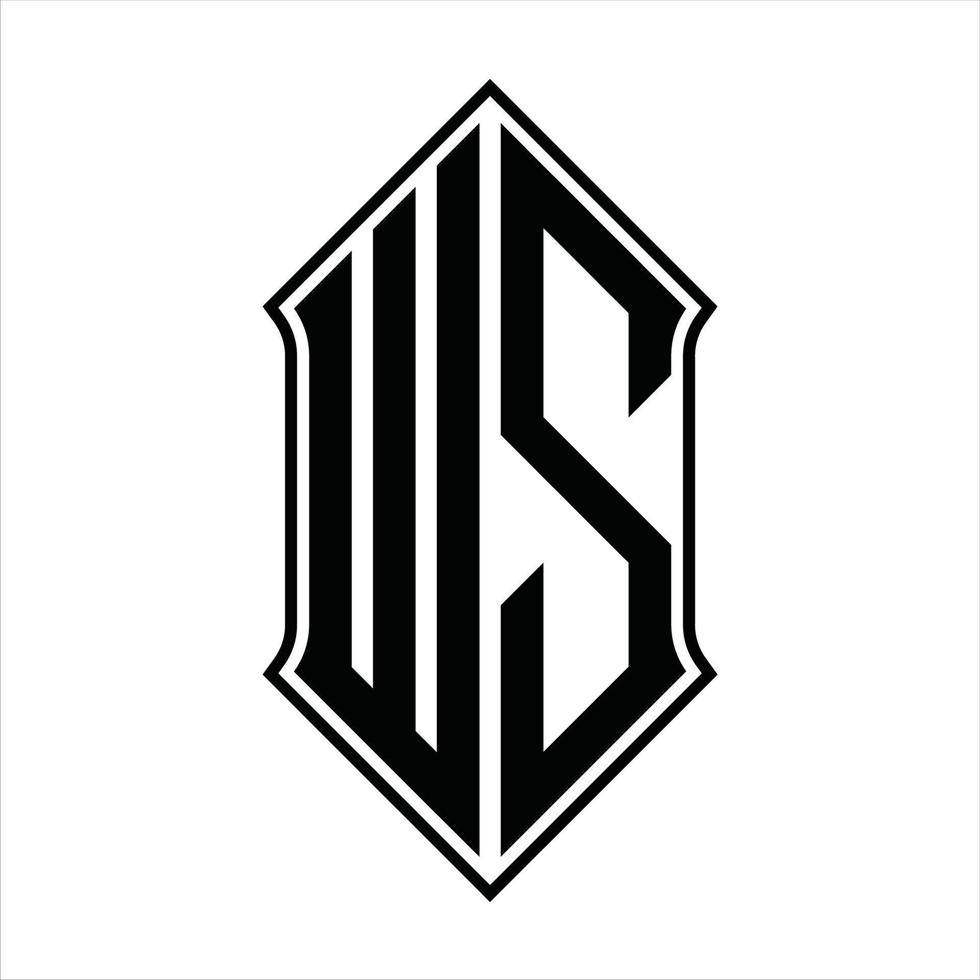 monograma do logotipo ws com formato de escudo e modelo de design de contorno resumo do ícone do vetor