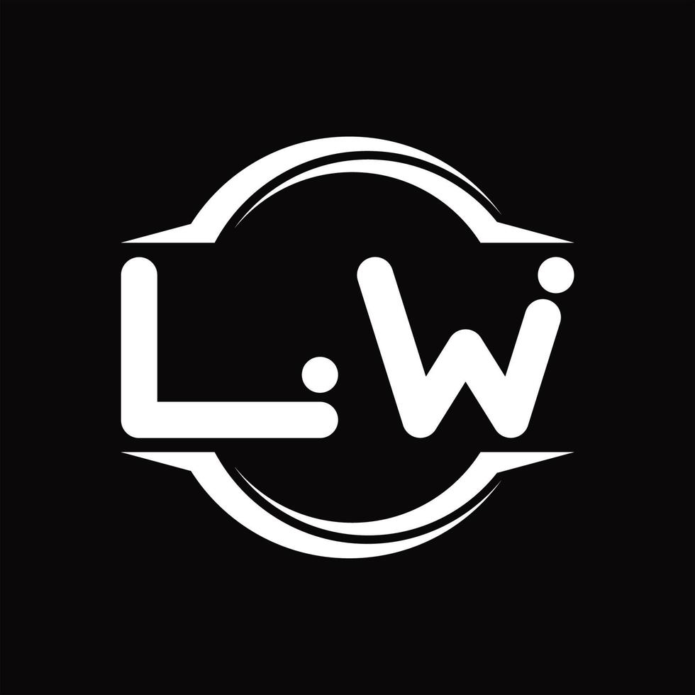 monograma de logotipo lw com modelo de design de forma de fatia arredondada de círculo vetor