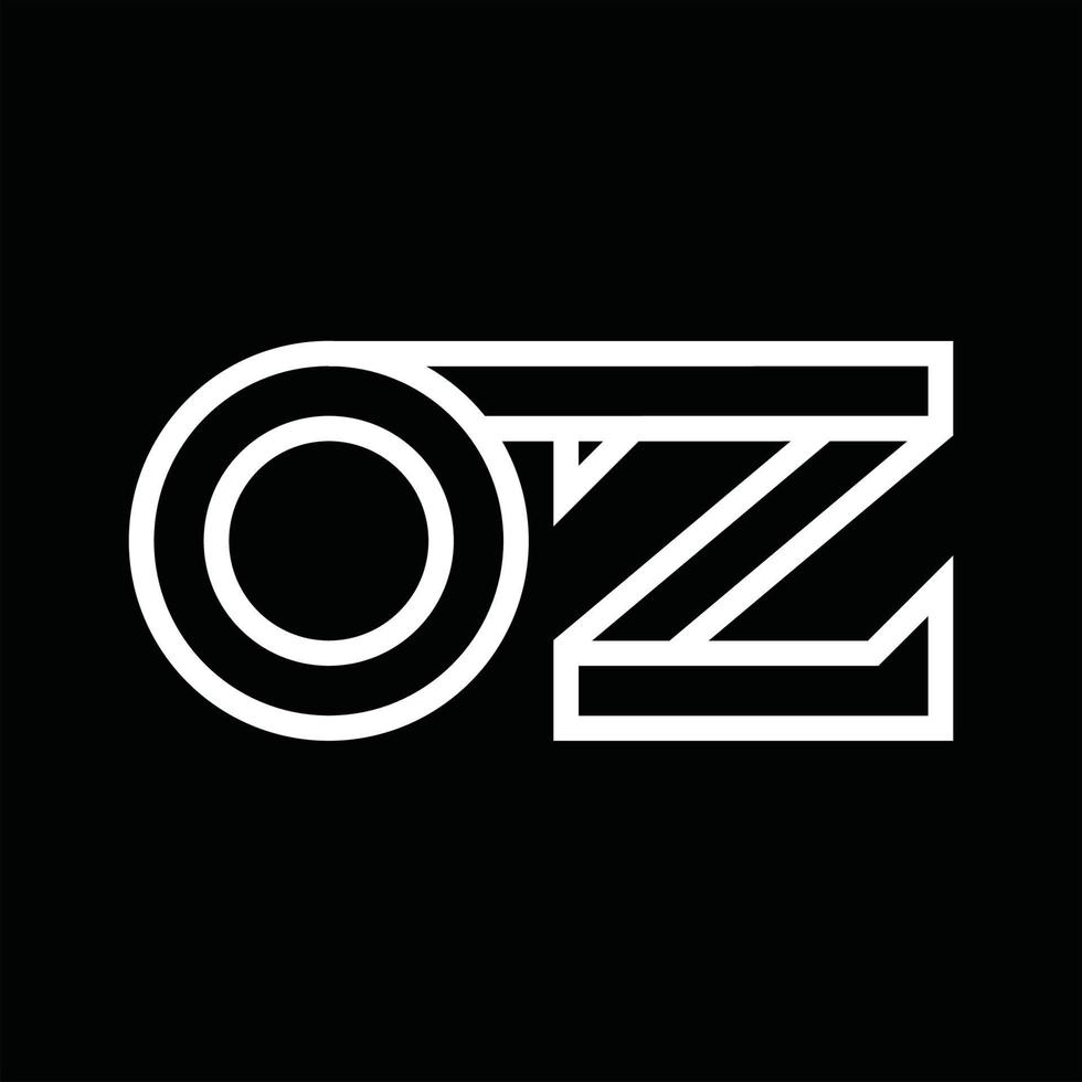 monograma de logotipo oz com espaço negativo de estilo de linha vetor