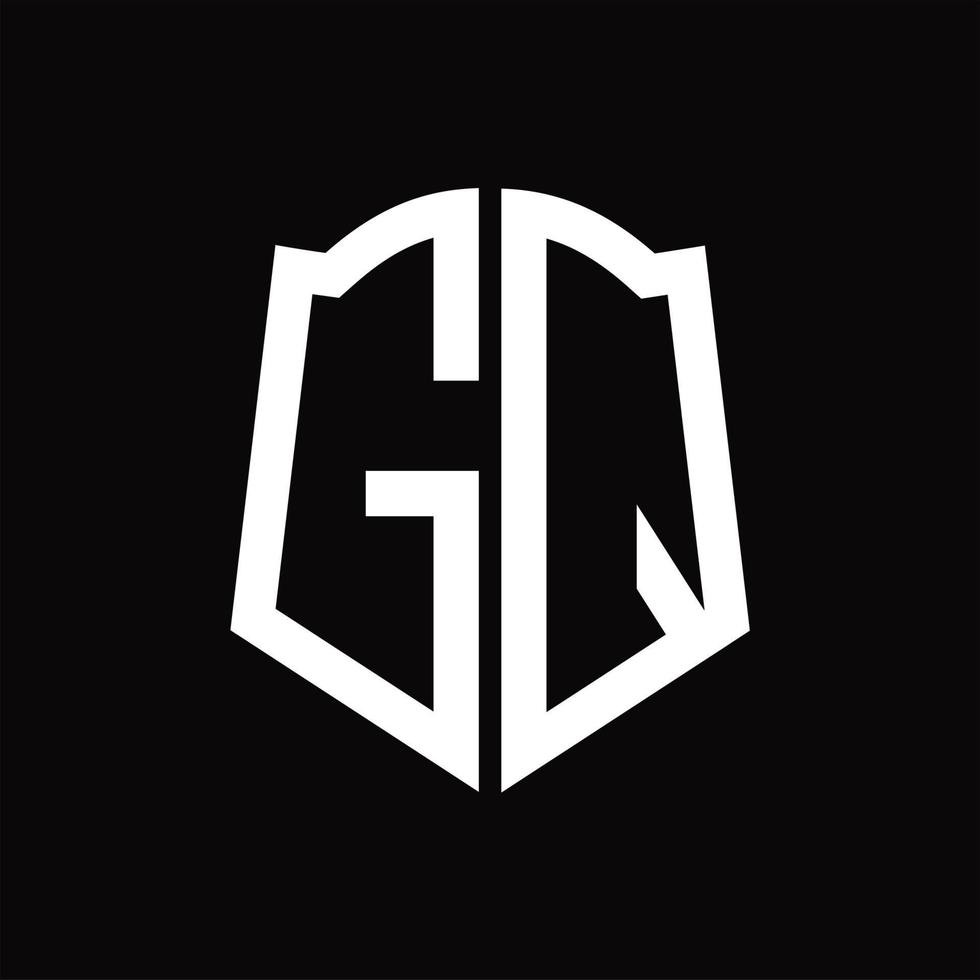 monograma de logotipo gq com modelo de design de fita em forma de escudo vetor