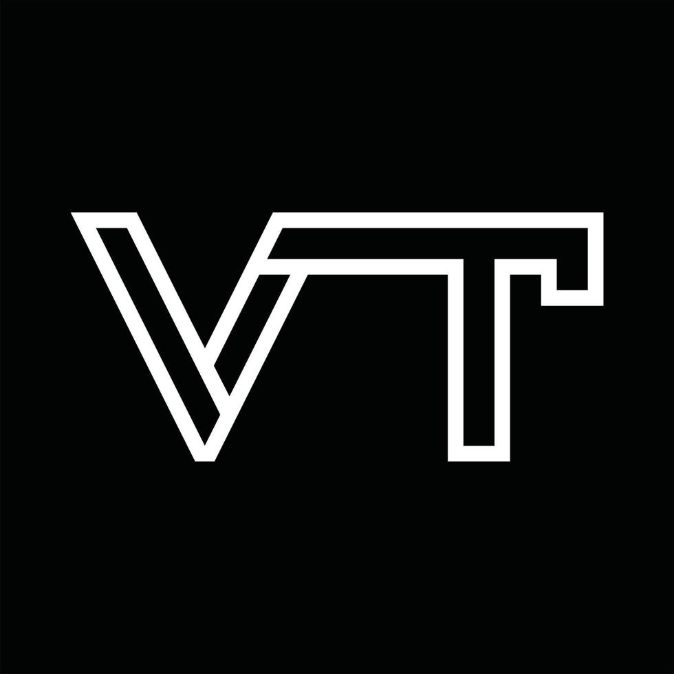 monograma de logotipo vt com espaço negativo de estilo de linha vetor