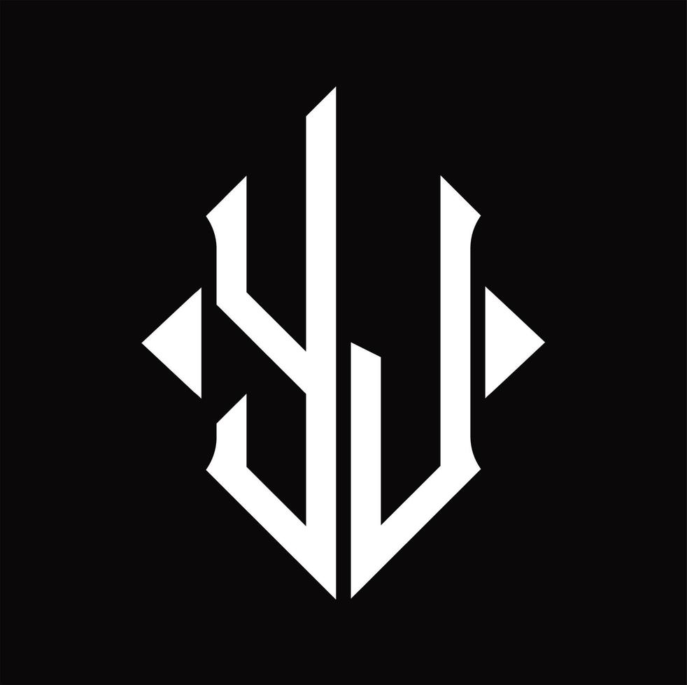 monograma do logotipo yj com modelo de design isolado em forma de escudo vetor