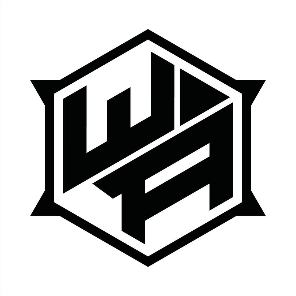 modelo de design de monograma de logotipo wa vetor