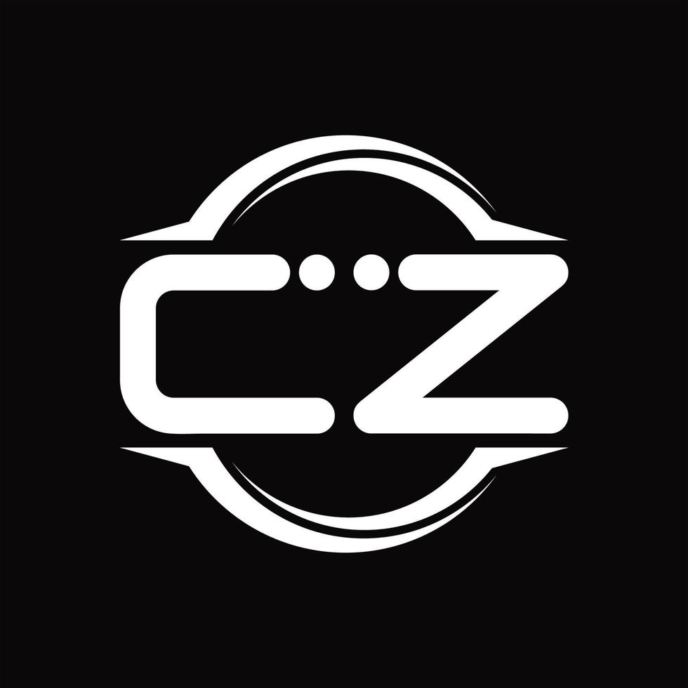 monograma de logotipo cz com modelo de design de forma de fatia arredondada de círculo vetor