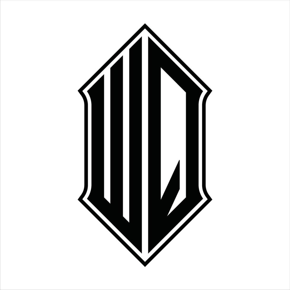 monograma do logotipo wq com formato de escudo e modelo de design de contorno resumo do ícone do vetor