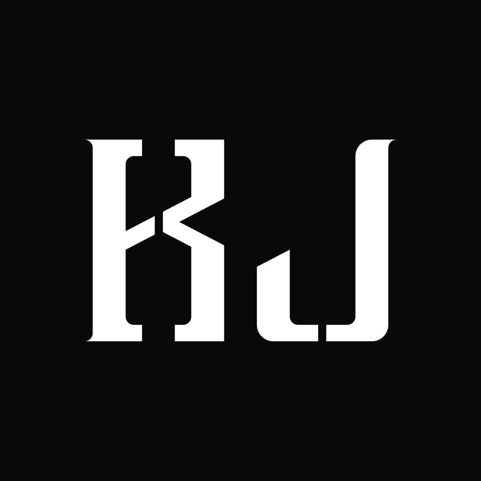 monograma de logotipo kj com modelo de design de fatia média vetor