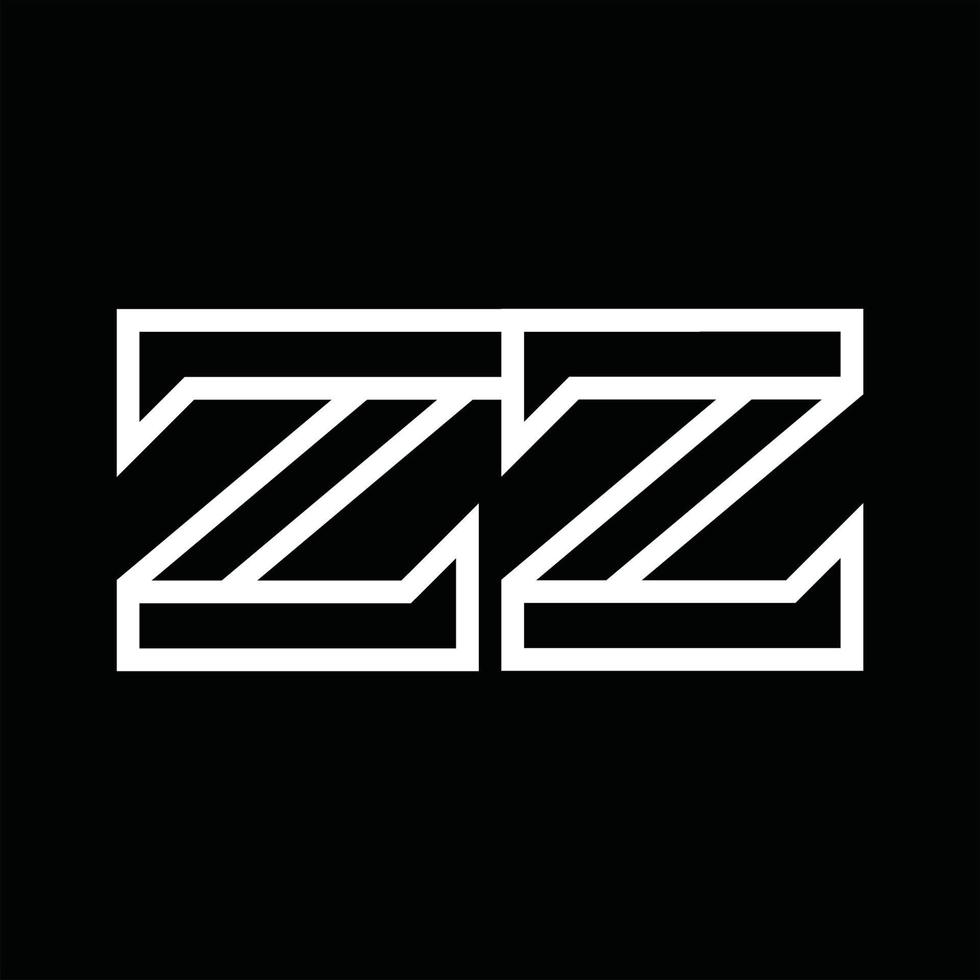 monograma do logotipo zz com espaço negativo de estilo de linha vetor