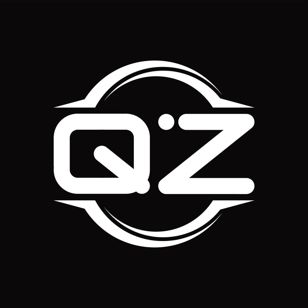 monograma de logotipo qz com modelo de design de forma de fatia arredondada de círculo vetor