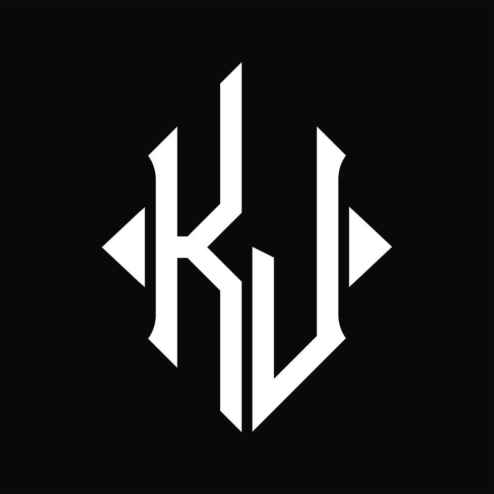 monograma do logotipo kj com modelo de design isolado em forma de escudo vetor