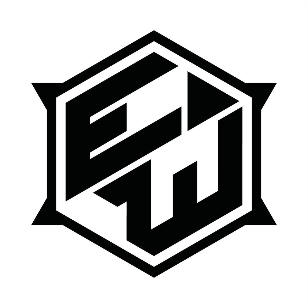 modelo de design de monograma de logotipo ew vetor