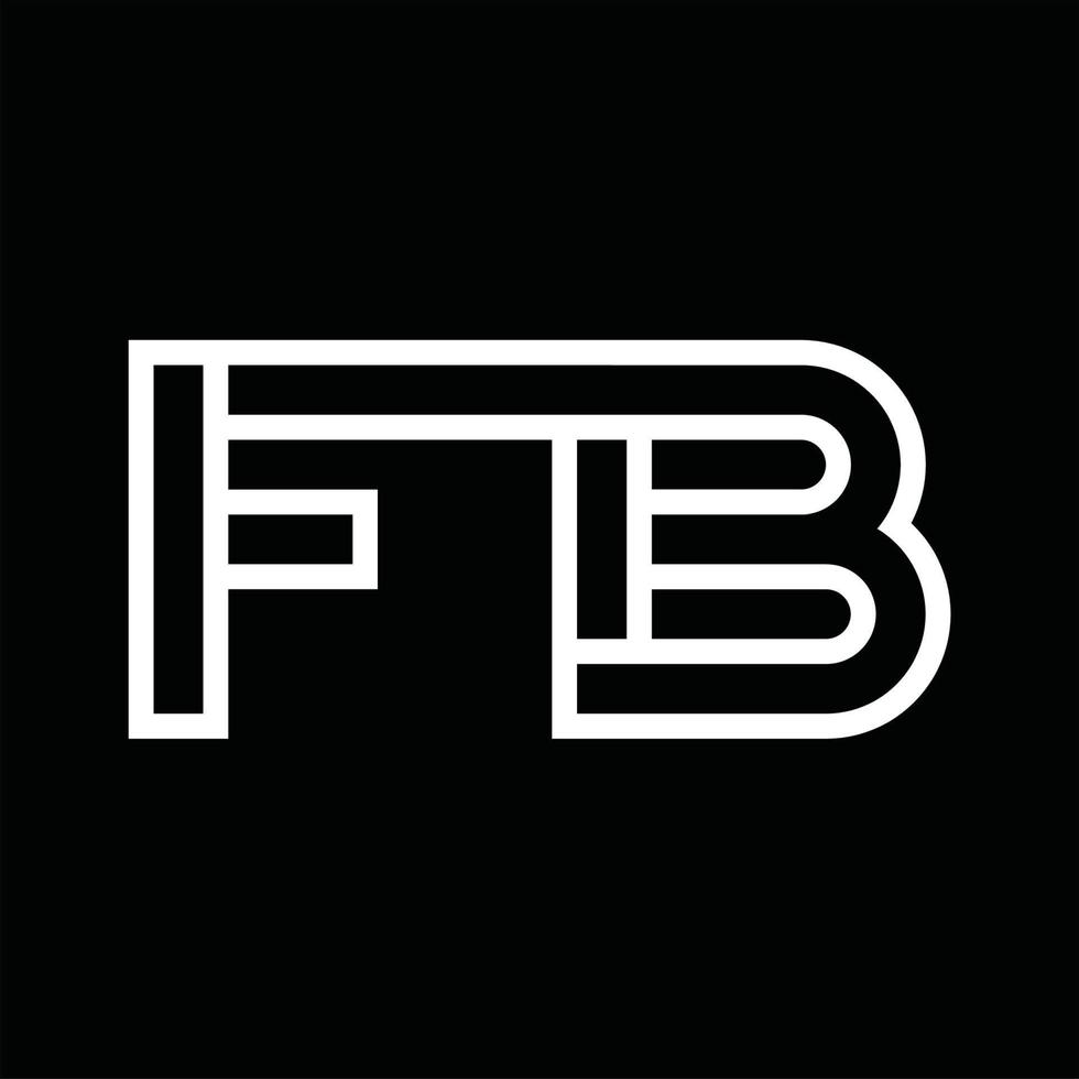 monograma do logotipo fb com espaço negativo de estilo de linha vetor